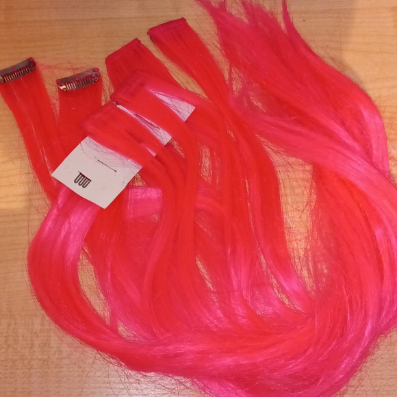 10 pink hair extensions Clip on - Picture 3 of 7